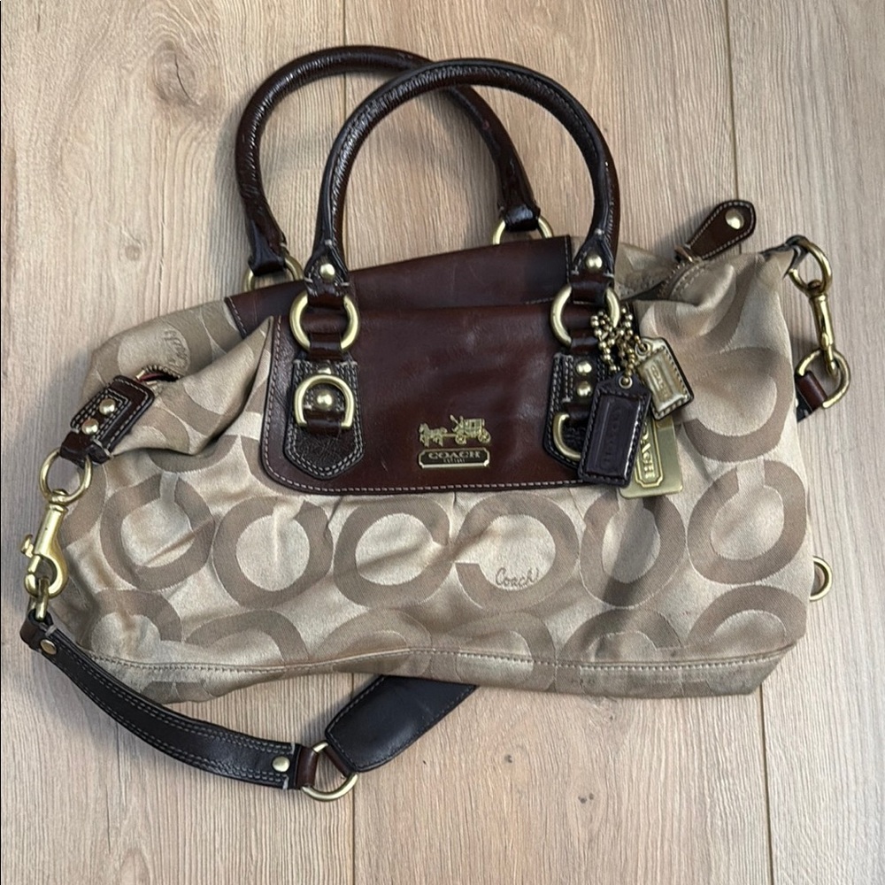 Coach Brown and Tan Mini Bag